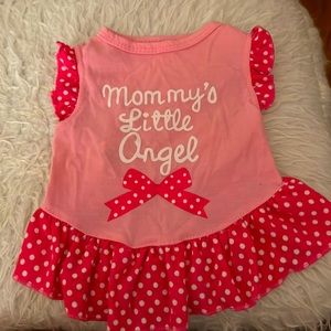 Pink and white polka dot dress mommy’s angel will look sweet as can be.